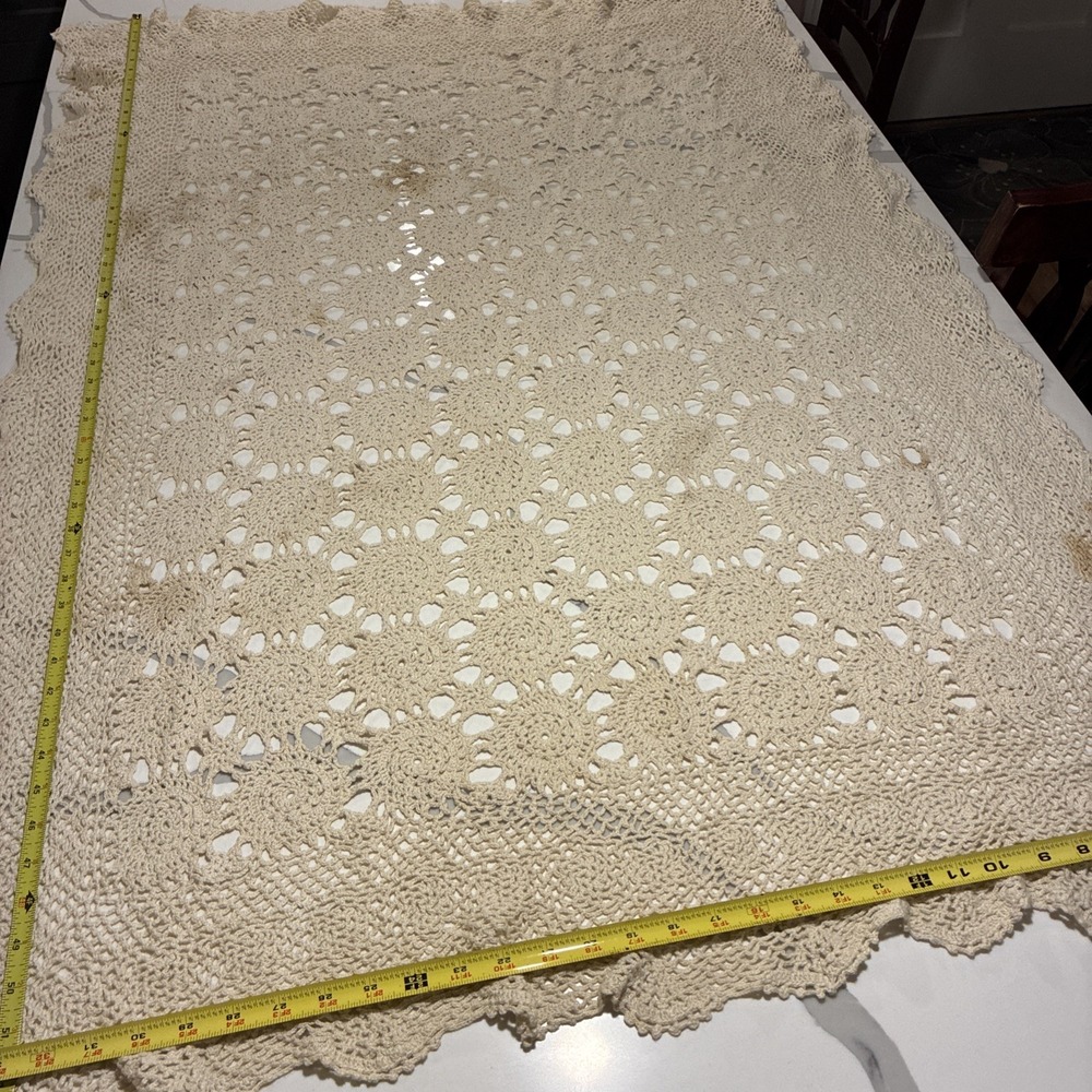 Crochet Tablecloth Rectangle 36x54 Beige Unbranded.